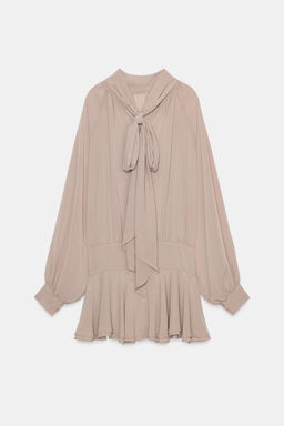 SHORT FLOWING DRESS WITH TIE DETAIL - Zara фото 6