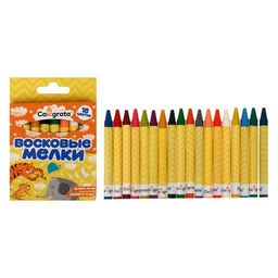 Карандаши восковые, 18 цветов, Calligrata, в картонной коробке