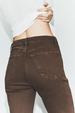 JEANS TRF CROPPED FLARE TIRO ALTO / Marr?n - Zara фото 6