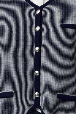 Trendyolmilla Lacivert Cizgili Dugmeli Fitted Yelek TWOAW25YE00026  фото 3