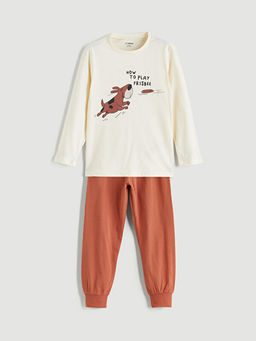 Bask?l? Erkek ?ocuk Pijama Tak?m?