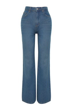 TRENDYOLMILLA Mavi More Sustainable Yuksek Bel Wide Leg Jeans TWOSS24JE00020  фото 7