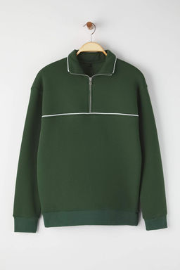 Zumrut Yesili Oversize/Genis Kesim Dik Yaka Biye Detayl? Sweatshirt TMNAW26SW00002 - Trendyolmilla фото 5