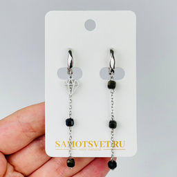 Серьги на цепочке из золотистого Обсидиана