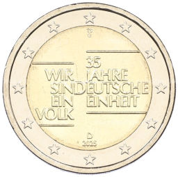 2 евро 2025 года G Германия 35 лет объединению Германии