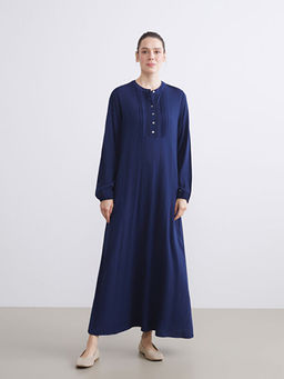 Hakim Yaka D??me Detayl? Uzun Elbise