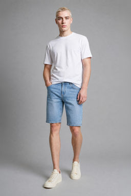 Regular Fit Pamuklu Jean Bermuda _ort