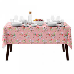 "Жасмин, фламинго/зигзаг" Скатерть 120х145см, длина стола до 105см, на 4 персоны, хлопок "Премиум" 186г/м2, "Домашняя мода" (Россия)