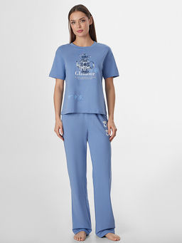 Комплект домашний женский синий с надписью