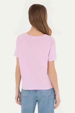 Женская розовая футболка с круглым вырезом - U.s. polo assn фото 5
