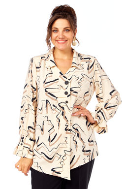 Костюм Элль стиль 2398 молочный принт / черный фото 3