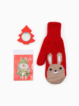 Новогодний подарочный набор «Подарок» варежки размер 19 и аксессуары (4 предмета)