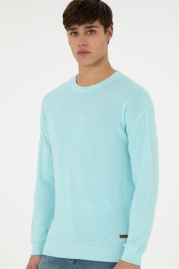 Erkek Regular Fit Bisiklet Yaka A__k Mavi Melanj Basic Kazak - U.s. polo assn фото 3