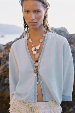 LACE SHORT SHIRT - Zara фото 9