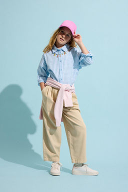 %100 Pamuk Baggy Fit Pantolon K_z _ocuk