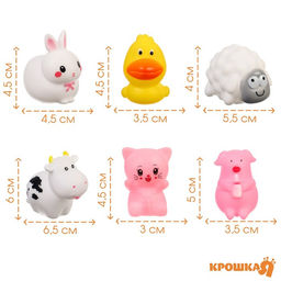 Резиновые игрушки для ванны Крошка Я «Ферма», в наборе 6 шт, с пищалкой