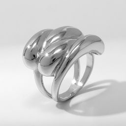 Кольцо металл Тренд капли, цвет серебро, размер 17 - Qf фото 3