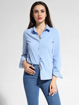 CONTE Однотонная хлопковая рубашка с декоративными пуговицами LBL 1041 light blue