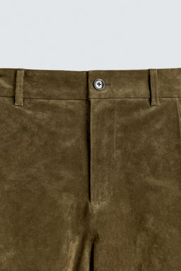 BERMUDA RELAXED FIT PIEL ANTE / Khaki