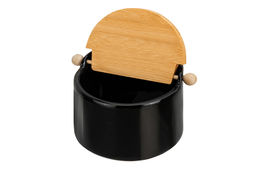 Банка для сыпучих продуктов 500 мл 15*10*11,1 см Черная + откидная бамбук.крышка, керамика - Elan gallery фото 13