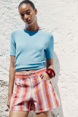 BASIC PLAIN KNIT SHORT SLEEVE TOP - Zara фото 17