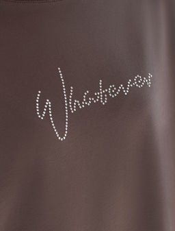 Футболка оверсайз с принтом стразами из премиального хлопка с эластаном - Vilatte фото 2