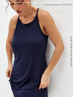 Ночная сорочка из вискозы Лили Нуар тёмно-синий - Амадэль фото 5