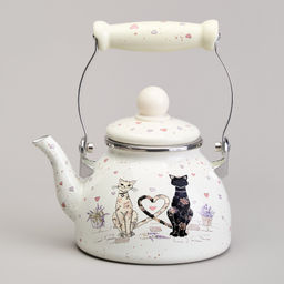 ЧАЙНИК AGNESS ЭМАЛИРОВАННЫЙ СО СЪЕМНЫМ ФИЛЬТРОМ ИЗ НЖС СЕРИЯ LAVANDER CATS, 1,1 Л