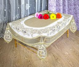 Скатерть арт. 229889/120/4, прямоугольная, размеры 120 см х 160 см, цвет: ванильно-оливковый