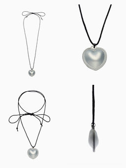 Чокер/кулон на шнурке «Сердечко» кожа, трансформер, цвет серебро, 150 см