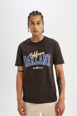 Футболка стандартного кроя с круглым вырезом и короткими рукавами с принтом - Defacto фото 4