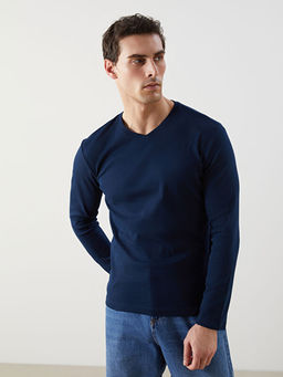 V Yaka Uzun Kollu Erkek Sweatshirt