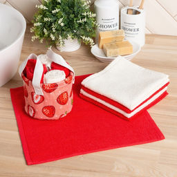 Набор салфеток махровых универсальных в корзинке Этель Клубника30х30см-5шт,100% хлопок,340г/м2