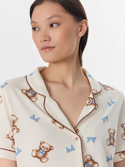 Комплект домашний женский молочный с принтом - Mark formelle фото 4