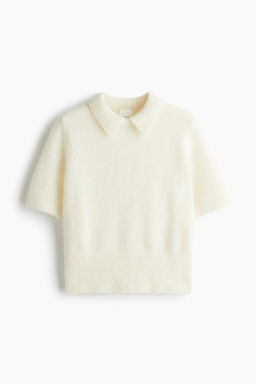 Jersey en mezcla de alpaca con cuello camisero