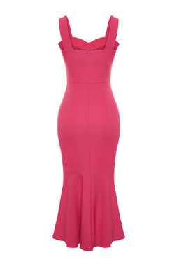 Fusya Etegi Volanl? Ask?l? Midi Dokuma Elbise TWOSS24EL00508 - Trendyolmilla фото 8