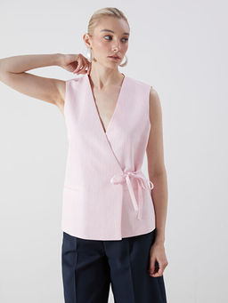 V Yaka Dokulu Kad?n Klasik Yelek