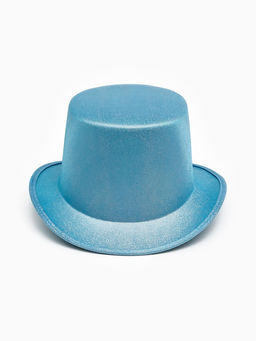 Карнавальная шляпа "Цилиндр" голубая с блёстками р-р 56-58