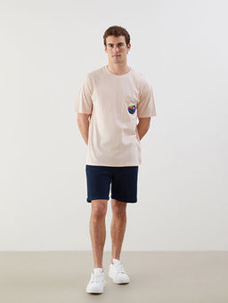 Bisiklet Yaka Bask?l? Penye Erkek Ti??rt