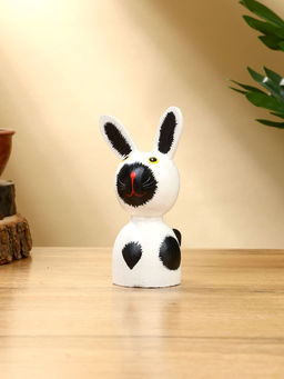 Набор сувенирный Зайки, h=14 см, h=12 см, h=9 см, дерево, бело-чёрный