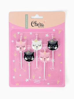 Набор свечей для торта «Котенок Принцесса», металлик, 6 см, 5 шт.