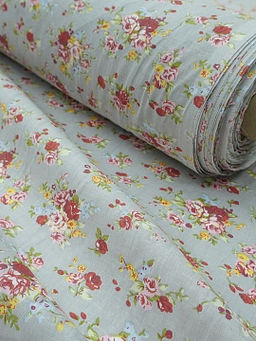 Поплин Букеты роз на сером, СОРТ2, ш.1.5м, хлопок-100%, 90гр/м.кв
