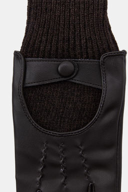 COMBINED LEATHER EFFECT GLOVES - Zara фото 3