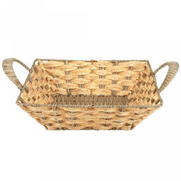 Корзина-сухарница плетеная Береста 25,5х25,5см h7,5см, полипропилен, ванильный, с ручками, металлический каркас, форма квадратная (Китай) - Домашняя мода фото 2