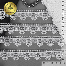 Кружево гипюр KRUZHEVO арт.TBY.3058A шир.25мм цв.1 белый уп.13,71м