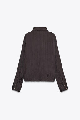 CRINKLE-EFFECT SATIN OVERSIZE SHIRT - Zara фото 8