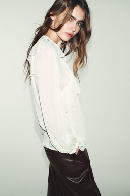 PIN TUCK AND RUFFLE BLOUSE - Zara фото 12
