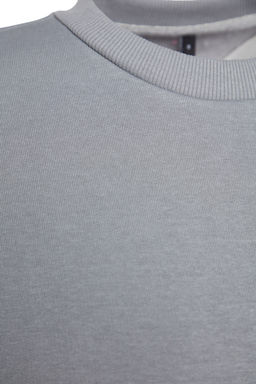 Gri Kal?n Ici Polarl? Regular/Normal Kal?p Bisiklet Yaka Basic Orme Sweatshirt TWOAW24SW00101
