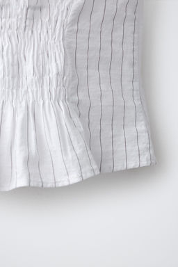 CAMISA RAYAS APLIQUE ALAMARES / Blanco / Negro - Zara фото 4