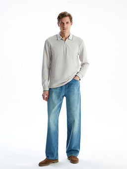 Polo Yaka Uzun Kollu Erkek Sweatshirt
